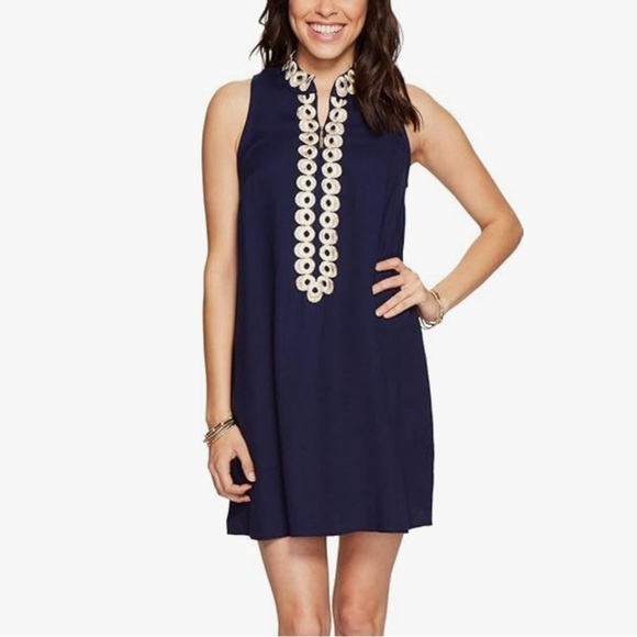 Lilly Pulitzer Jane Shift Dress Women's‎ Size 0 Navy Sleeveless Mini Front Zip - Picture 1 of 10